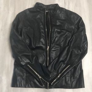 DKNY black leather Moto jacket Small